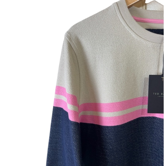 NWT Ted Baker London Lawn Colour Block Sweatshirt Sweater Navy/Pink Men’s Size:S - Picture 3 of 12